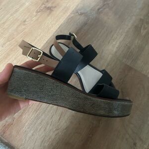 Cole Haan Black and Tan Platform Sandals